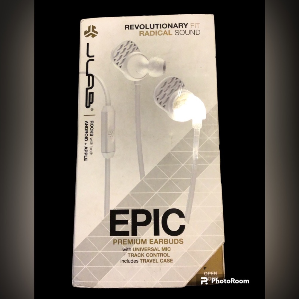 JLAB Epic Premium Earbuds with universal mic and track control, Android or Apple